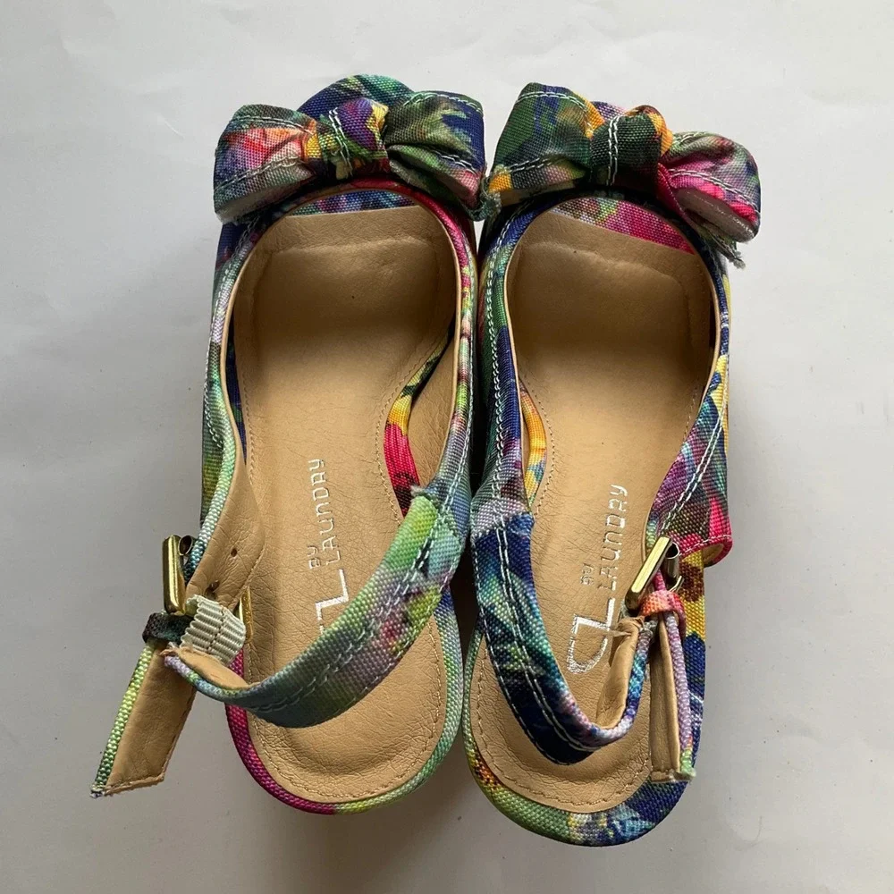 CL by Laundry‎ Imagined Multi Floral Wedge Sandals Cork Heel Peep Toe 6.5 New IB